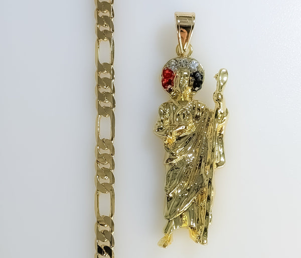 Plated Saint Jude 5mm Figaro Chain Necklace