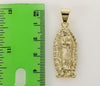 Plated Virgin Mary 4mm 14K Diamond Cut Figaro Chain Necklace
