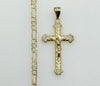 Plated Cross 4mm 14K Diamond Figaro Chain Necklace