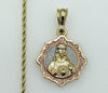 Plated Tri-Color Sacred Heart of Jesus 2mm Rope/Braided Chain Necklace