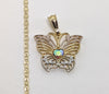 Plated Tri-Color Butterfly 3mm Star Chain Necklace