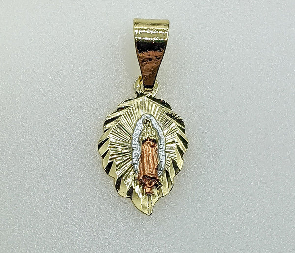 Plated Dainty Tri-Color Virgin Mary Pendant