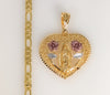 Plated Tri-Color Virgin Mary 5mm Figaro Chain Necklace