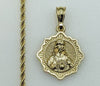 Plated Sacred Heart of Jesus 3mm Rope/Braided Chain Necklace