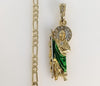 Plated Small Multicolor Saint Jude 4mm 14K Diamond Cut Figaro Chain Necklace