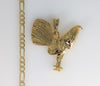 Plated Rooster 4mm 14K Diamond Cut Figaro Chain Necklace