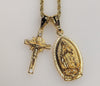 Virgin Mary Cross Double Pendants Charms 3mm Rope/Braided Plated Necklace