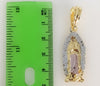 Plated Tri-Color Virgin Mary 4mm 14K Diamond Cut Figaro Chain Necklace
