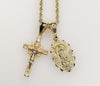 Virgin Mary Cross Double Pendants Charms 3mm Rope/Braided Plated Necklace