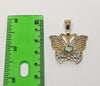 Plated Tri-Color Butterfly 3mm Figaro Chain Necklace