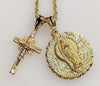 Virgin Mary Cross Double Pendants Charms 3mm Rope/Braided Plated Necklace