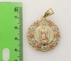 Plated Tri-Color Virgin Mary Pendant