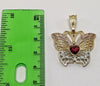 Plated Tri-Color Butterfly 4mm Figaro Chain Necklace