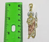 Plated Tri-Color Saint Jude 4mm 14K Diamond Cut Figaro Chain Necklace
