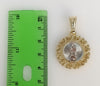 Plated Tri-Color Virgin Mary 4mm 14K Diamond Cut Figaro Chain Necklace