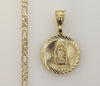 Plated Virgin Mary 3mm Figaro Chain Necklace