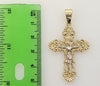 Plated Tri-Color Cross 3mm Figaro Chain Necklace