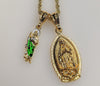 Virgin Mary Saint Jude Double Pendants Charms 3mm Rope/Braided Plated Necklace