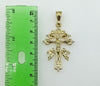 Plated Holy Cross of Caravaca 4mm 14K Diamond Cut Figaro Chain Necklace