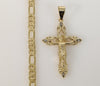 Plated Cross 5mm Figaro Chain Necklace
