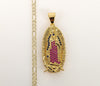 Plated Virgin Mary 3mm Figaro Chain Necklace