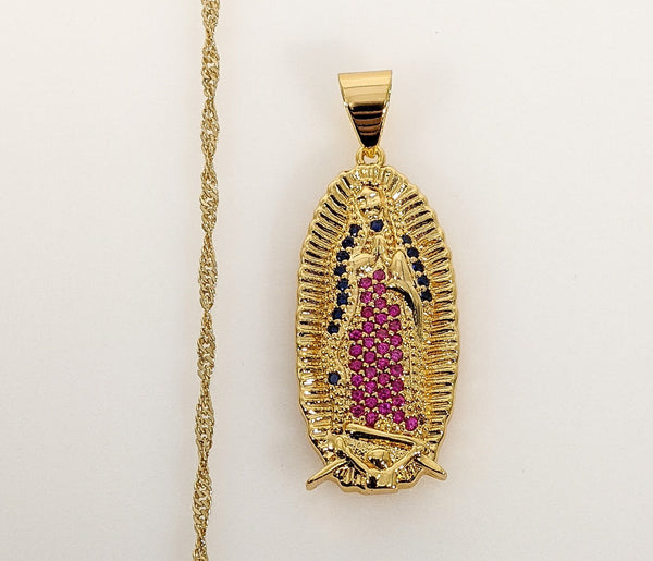 Plated Virgin Mary Twist Chain Necklace