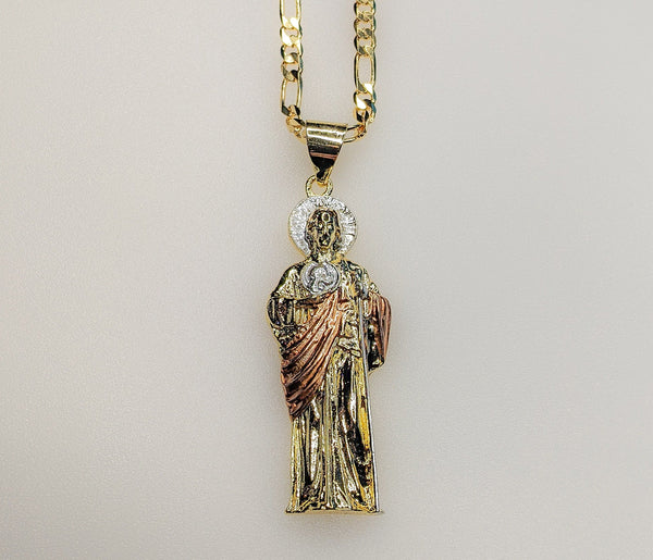 Gold plated Saint Jude necklace pendant | Patron Saint of Lost Causes