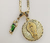 Virgin Mary Saint Jude Double Pendants Charms 3mm Figaro Plated Necklace