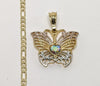 Plated Tri-Color Butterfly 3mm Figaro Chain Necklace