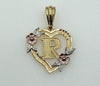 Plated Tri-Color Heart Letter "R" Pendant