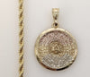Plated Tri-Color Aztec Calendar 4mm Rope/Braided Chain Necklace