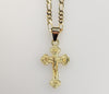 Plated Cross 3mm Figaro Chain Necklace