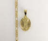 Plated Virgin Mary 4mm Figaro Chain Necklace