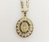 Plated Virgin Mary 3mm Figaro Chain Necklace