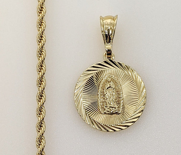 Plated Virgin Mary 3mm Rope/Braided Chain Necklace