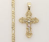 Plated Tri-Color Cross 4mm Figaro Chain Necklace