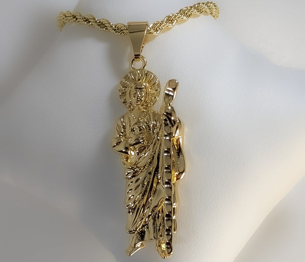 Plated Saint Jude 3mm Rope/Braided Chain Necklace