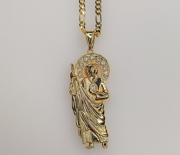 Gold plated Saint Jude necklace pendant | Patron Saint of Lost Causes