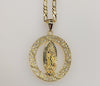 Plated Virgin Mary 3mm Figaro Chain Necklace