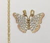 Plated Tri-Gold Butterfly 3mm Star Chain Necklace