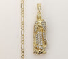 Plated Large Virgin Mary 4mm Figaro Chain Necklace