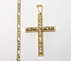 Plated Cross 3mm Figaro Chain Necklace