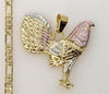 Plated Tri-Color Rooster Figaro 4mm Chain Necklace