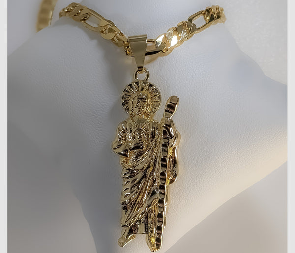 Plated Saint Jude 5mm Figaro Chain Necklace