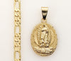 Plated Virgin Mary 5mm Figaro Chain Necklace
