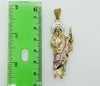 Plated Tri-Color Saint Jude 4mm 14K Diamond Figaro Chain Necklace