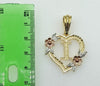 Plated Tri-Color Letter "I" Heart Pendant