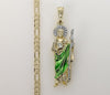 Plated Multicolor Saint Jude 4mm 14K Diamond Figaro Chain Necklace