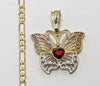 Plated Tri-Color Butterfly 4mm Figaro Chain Necklace