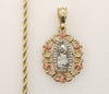 Plated Tri-Color Virgin Mary 3mm Rope/Braided Chain Necklace
